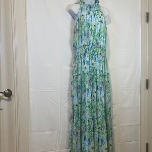 Floral Maxi Dress in Blue and Green